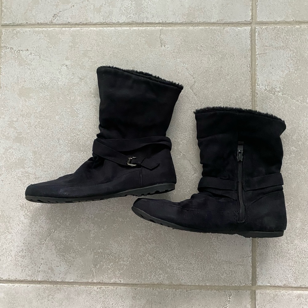 Traffic Black Zip Buckle Winter Boots